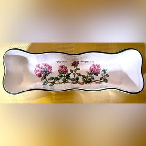 Vintage Prinknash England Florabunda Rectangular Olive Trinket Bowl Thymus